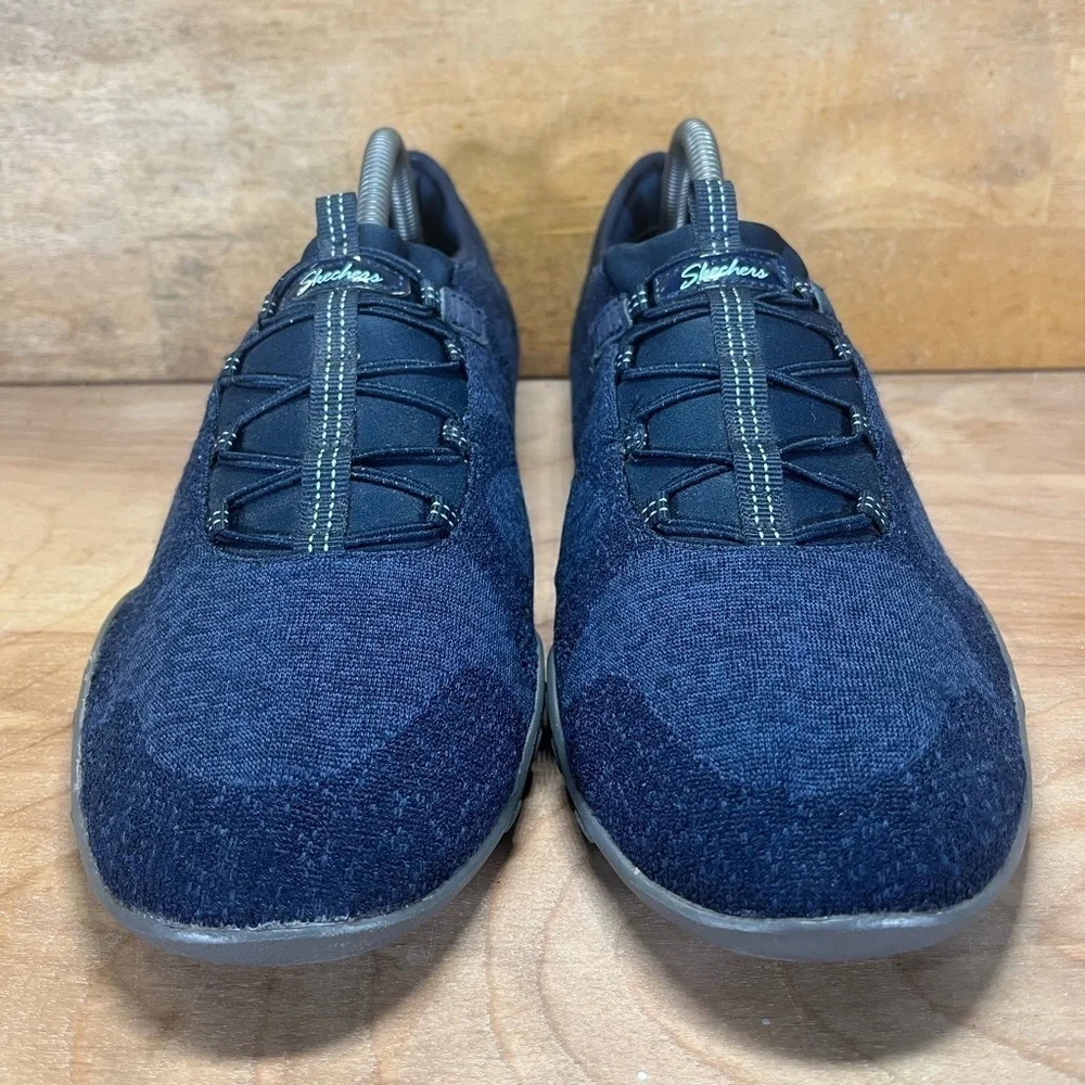 Skechers Breathe Easy Relaxed Fit Womens Sz 11 Slip On Shoes Sneakers Navy Blue - Picture 2 of 8